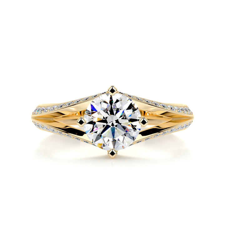 The Heather Moissanite & Diamonds Ring Moissanite 18K Gold 1 Carat Round#material_18k-gold