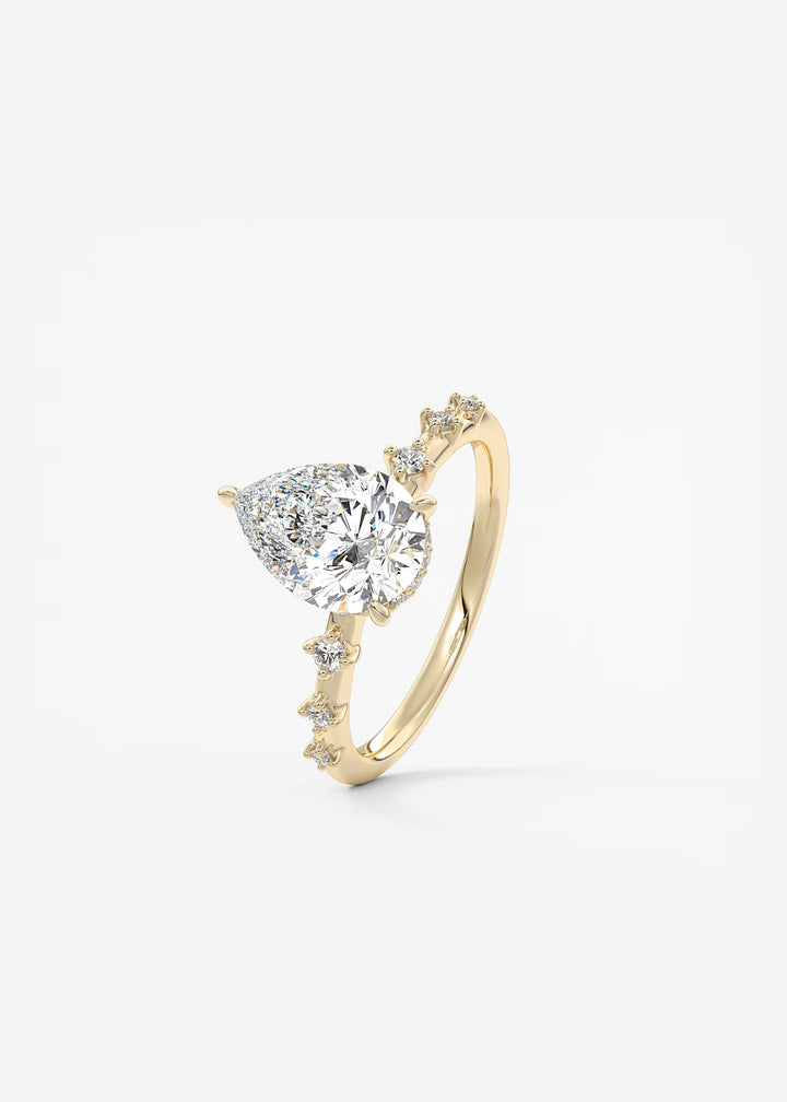 The Hidden Halo Celeste Pear Engagement Ring with Delicate Diamond Accents and Hidden Halo#material_gold
