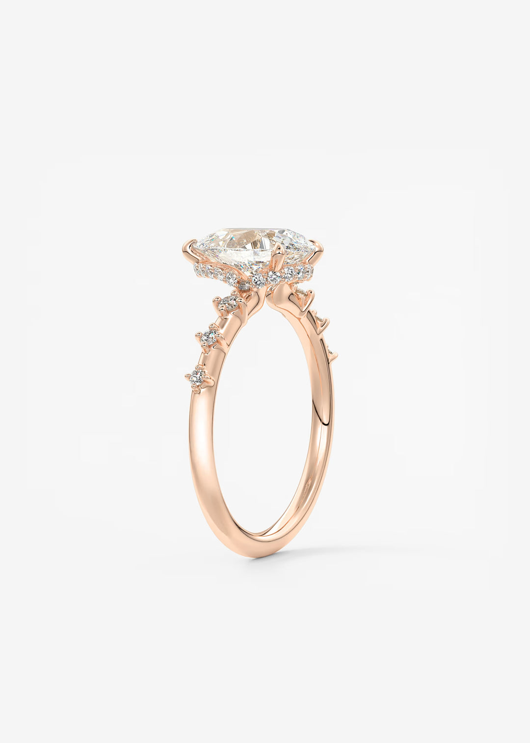 The Hidden Halo Celeste Pear Engagement Ring with Delicate Diamond Accents and Hidden Halo#material_rose