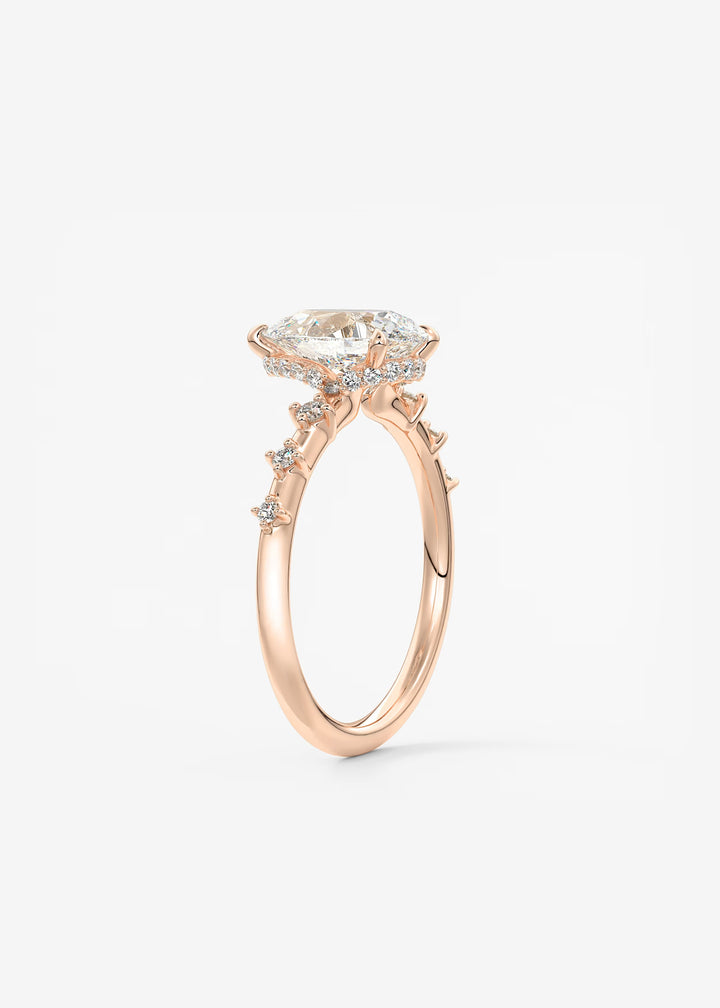 The Hidden Halo Celeste Pear Engagement Ring with Delicate Diamond Accents and Hidden Halo#material_rose