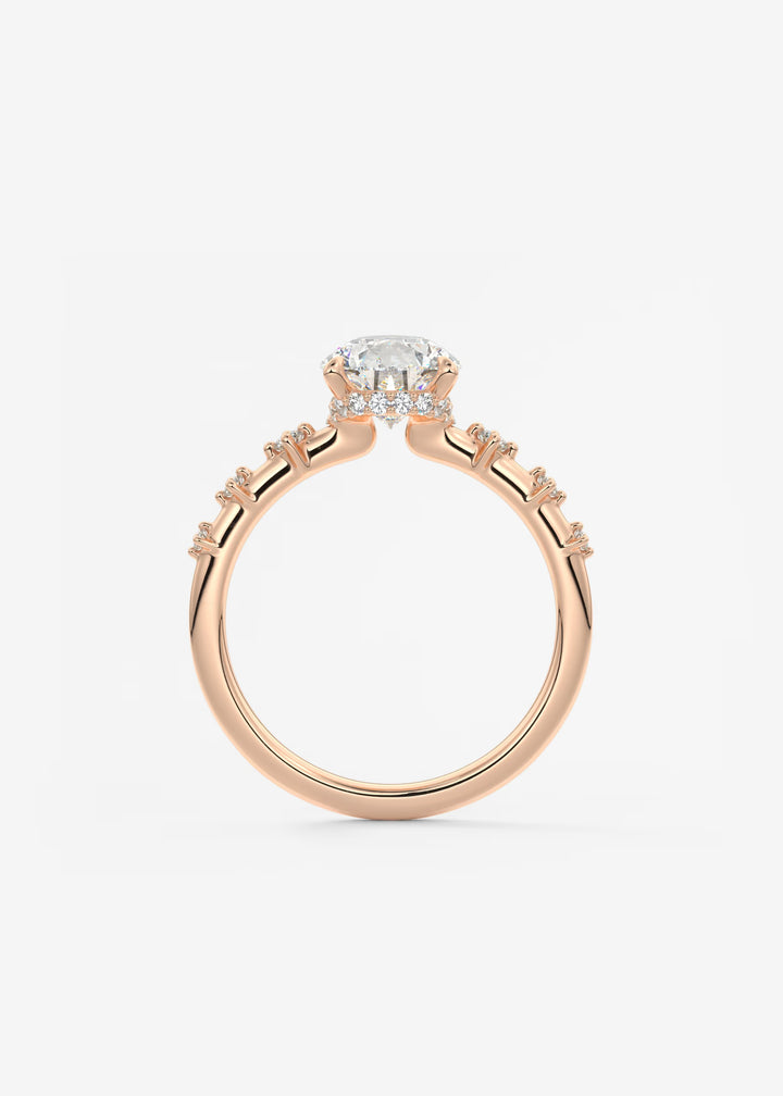 The Hidden Halo Celeste Pear Engagement Ring with Delicate Diamond Accents and Hidden Halo#material_rose