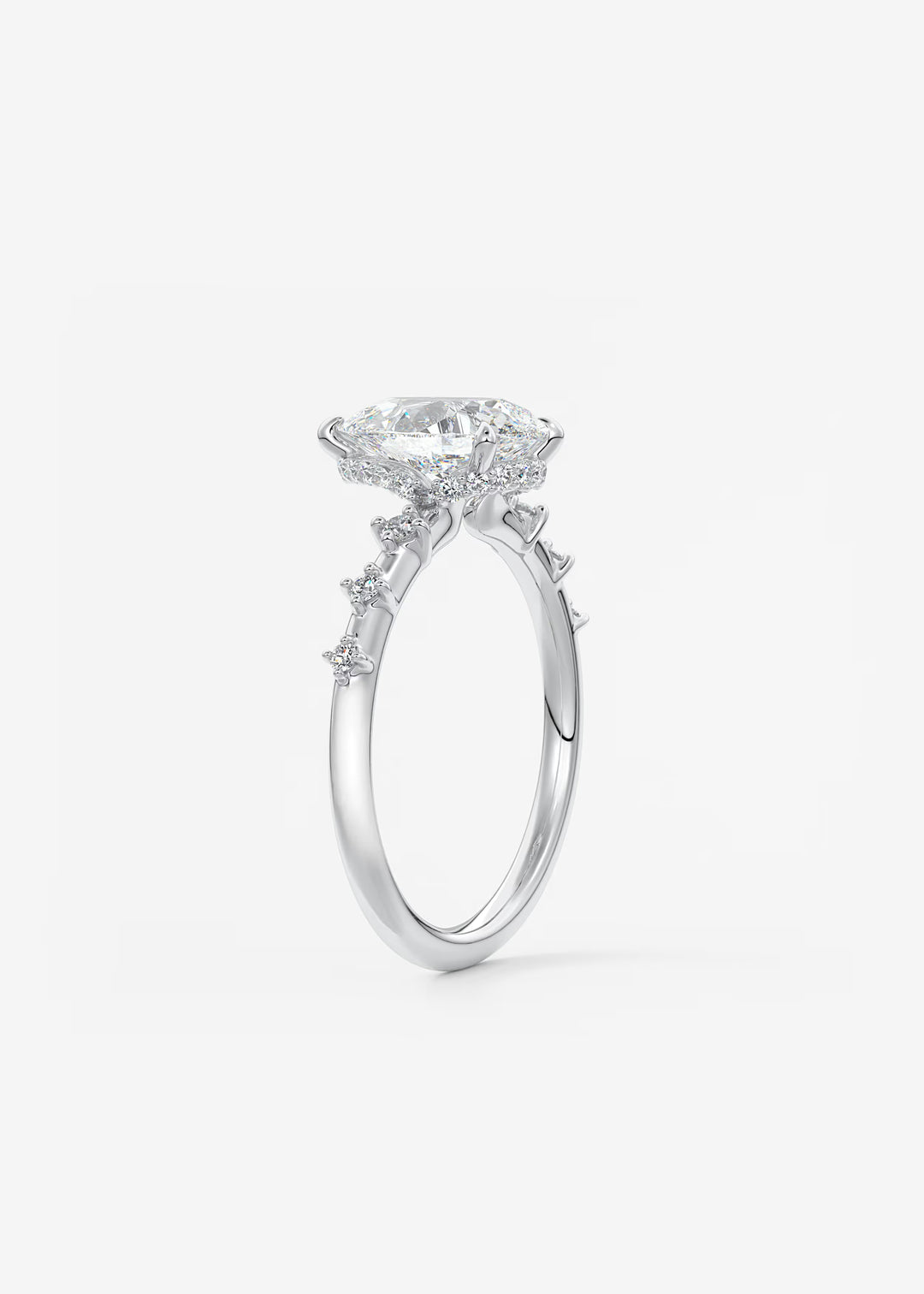 The Hidden Halo Celeste Pear Engagement Ring with Delicate Diamond Accents and Hidden Halo#material_white