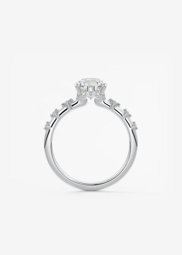 The Hidden Halo Celeste Pear Engagement Ring with Delicate Diamond Accents and Hidden Halo#material_white