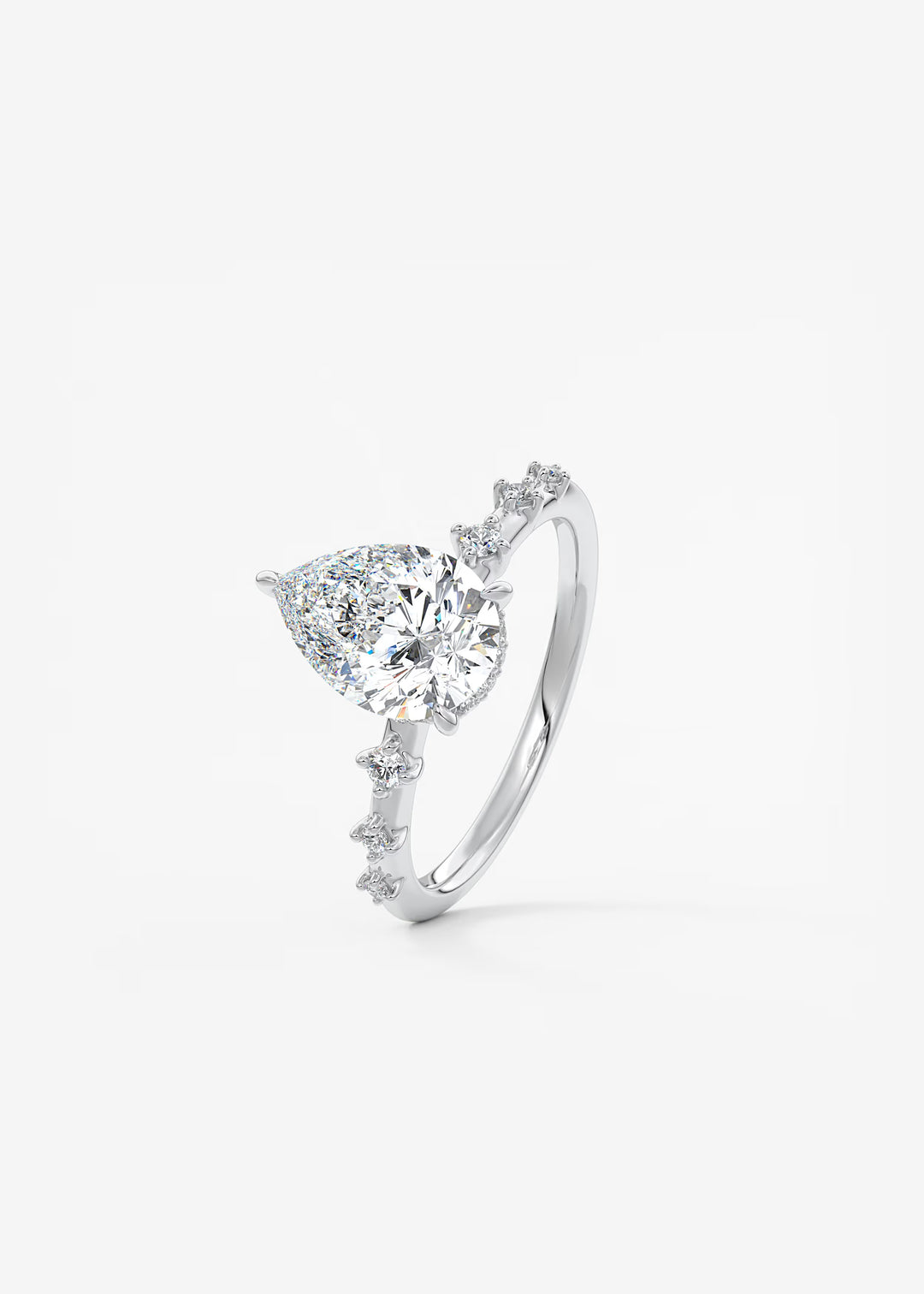 The Hidden Halo Celeste Pear Engagement Ring with Delicate Diamond Accents and Hidden Halo#material_white