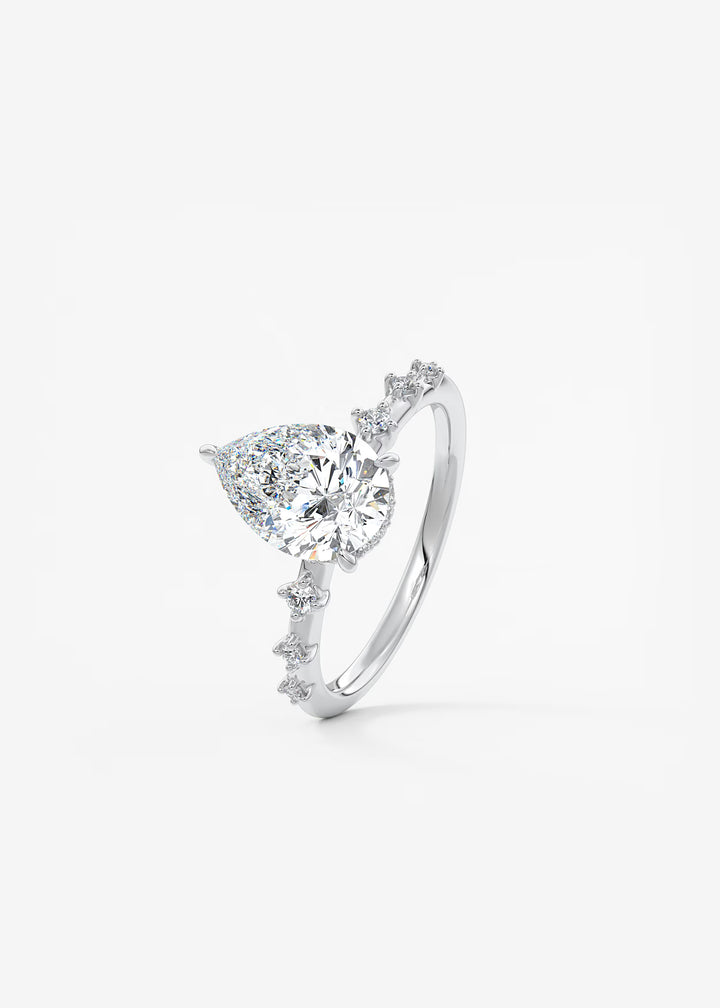 The Hidden Halo Celeste Pear Engagement Ring with Delicate Diamond Accents and Hidden Halo#material_white