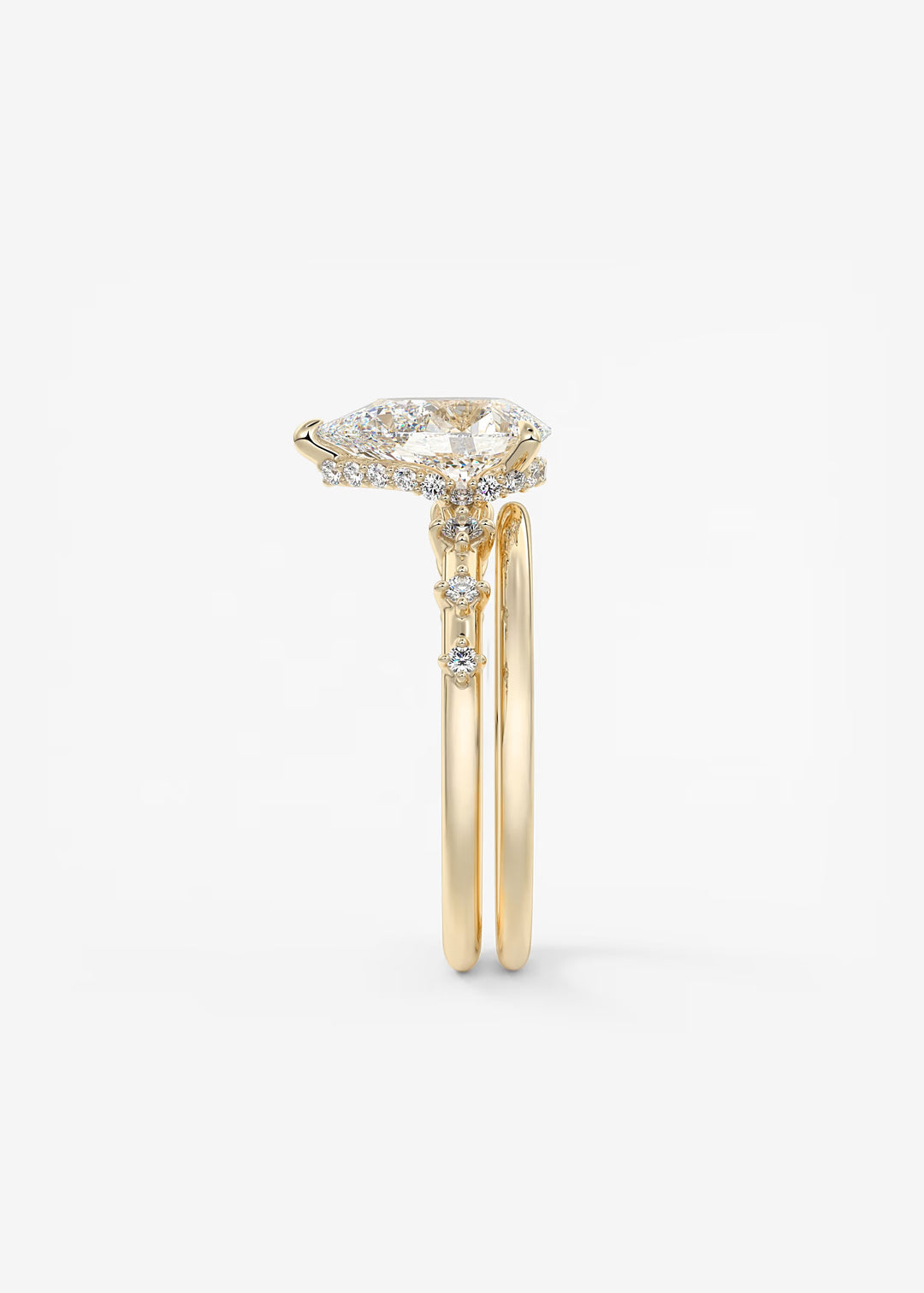 The Hidden Halo Celeste Pear Engagement Ring with Delicate Diamond Accents and Hidden Halo#material_gold