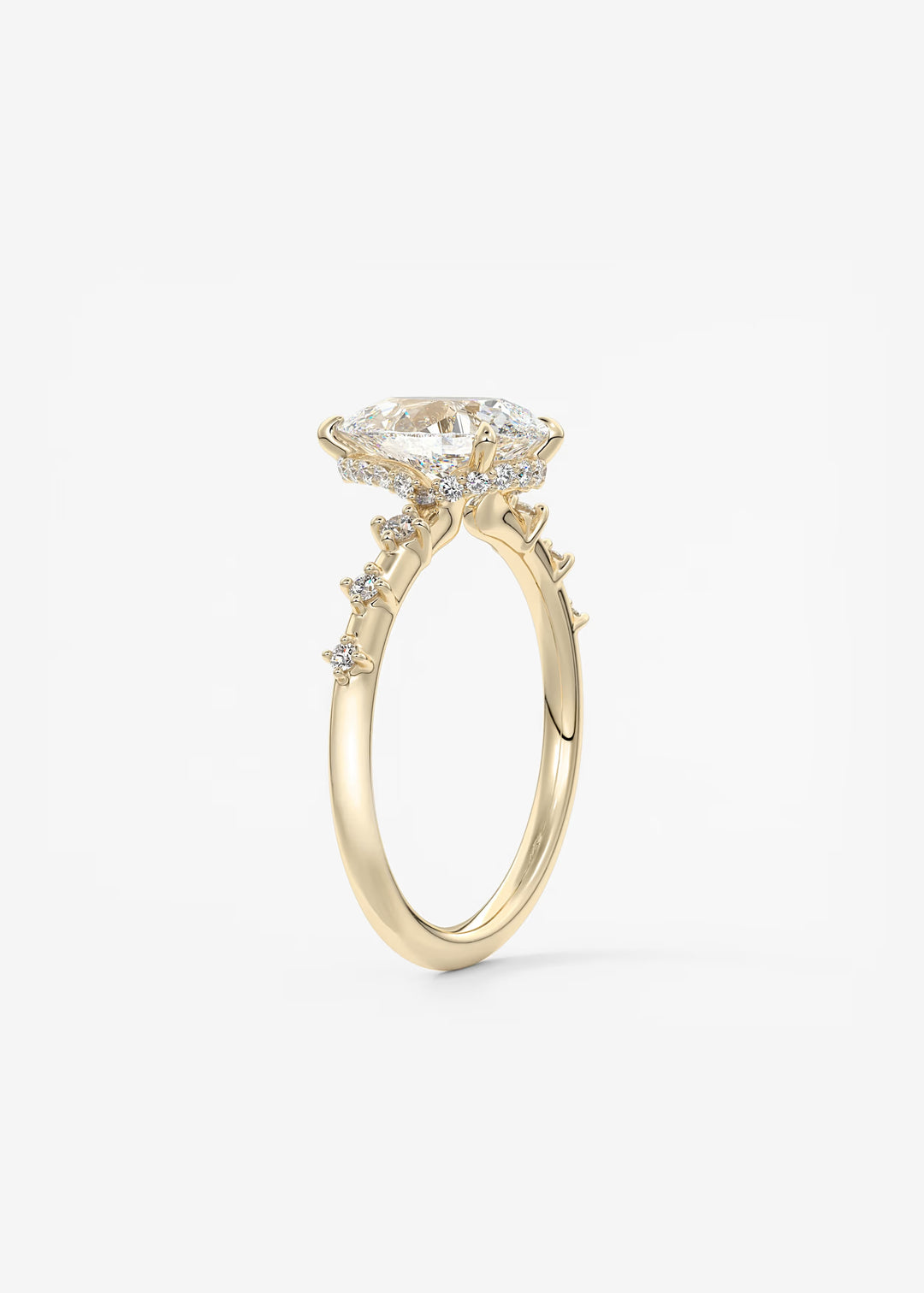 The Hidden Halo Celeste Pear Engagement Ring with Delicate Diamond Accents and Hidden Halo#material_gold
