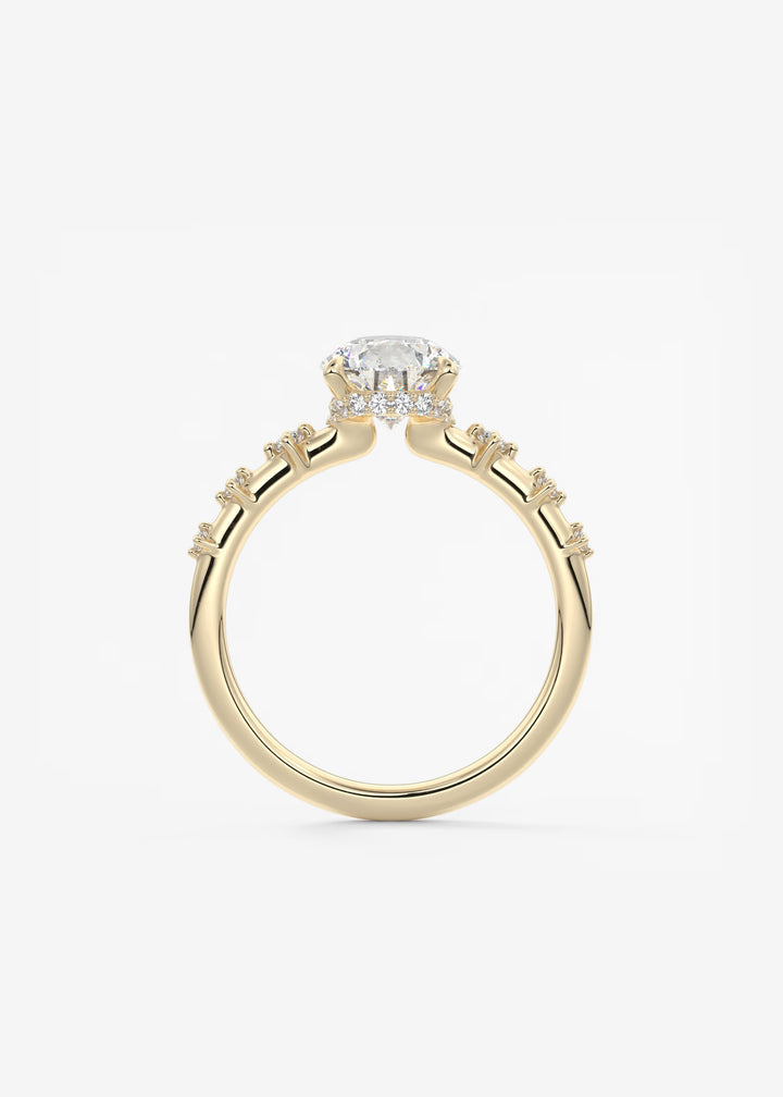 The Hidden Halo Celeste Pear Engagement Ring with Delicate Diamond Accents and Hidden Halo#material_gold