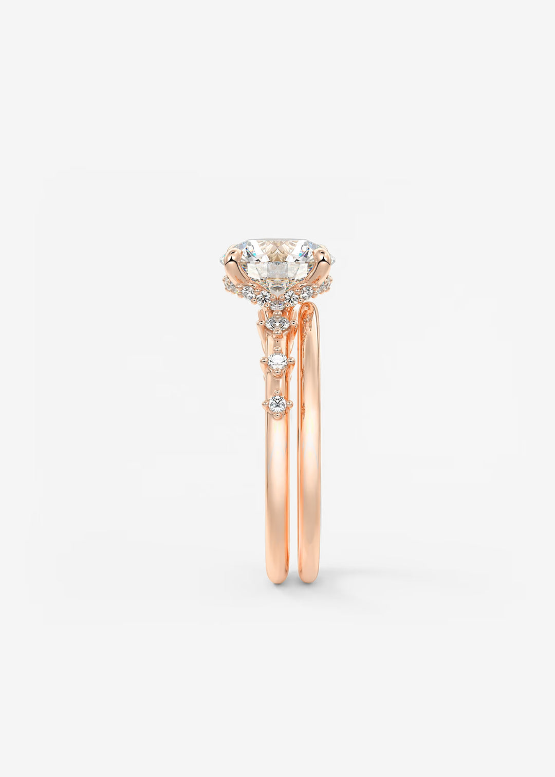 The Hidden Halo Celeste Round Engagement Ring with Delicate Diamond Accents and Hidden Halo#material_rose