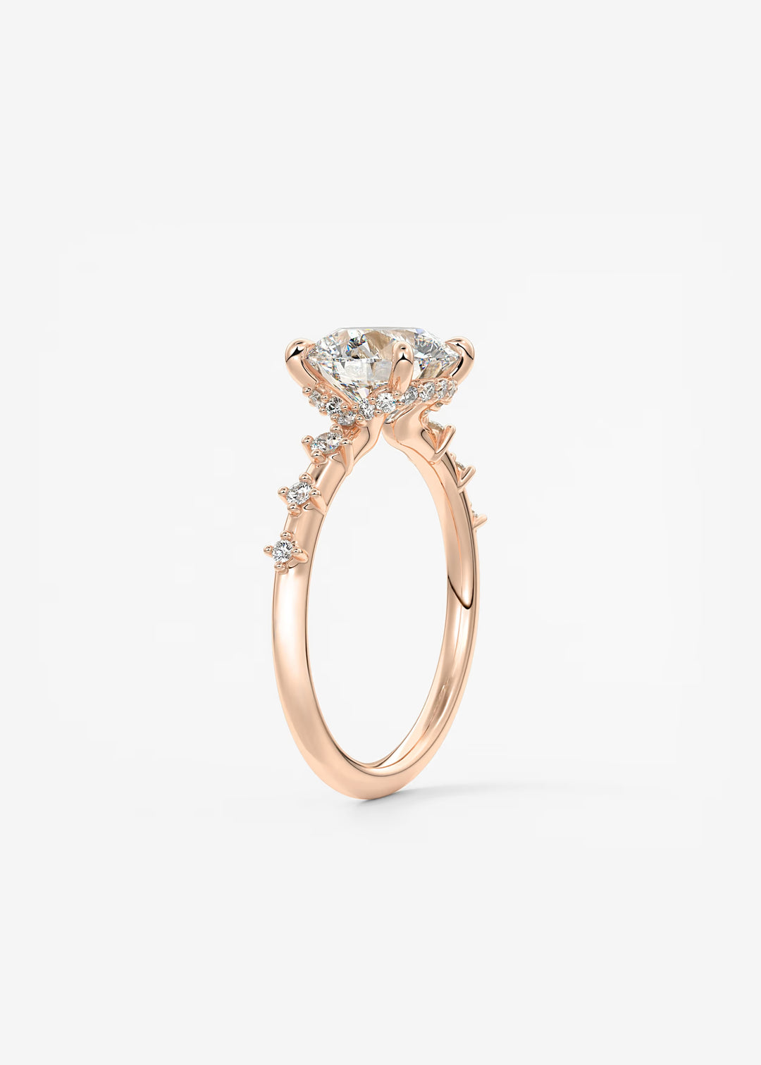 The Hidden Halo Celeste Round Engagement Ring with Delicate Diamond Accents and Hidden Halo#material_rose