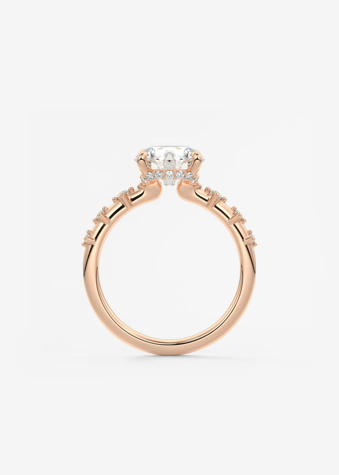 The Hidden Halo Celeste Round Engagement Ring with Delicate Diamond Accents and Hidden Halo#material_rose