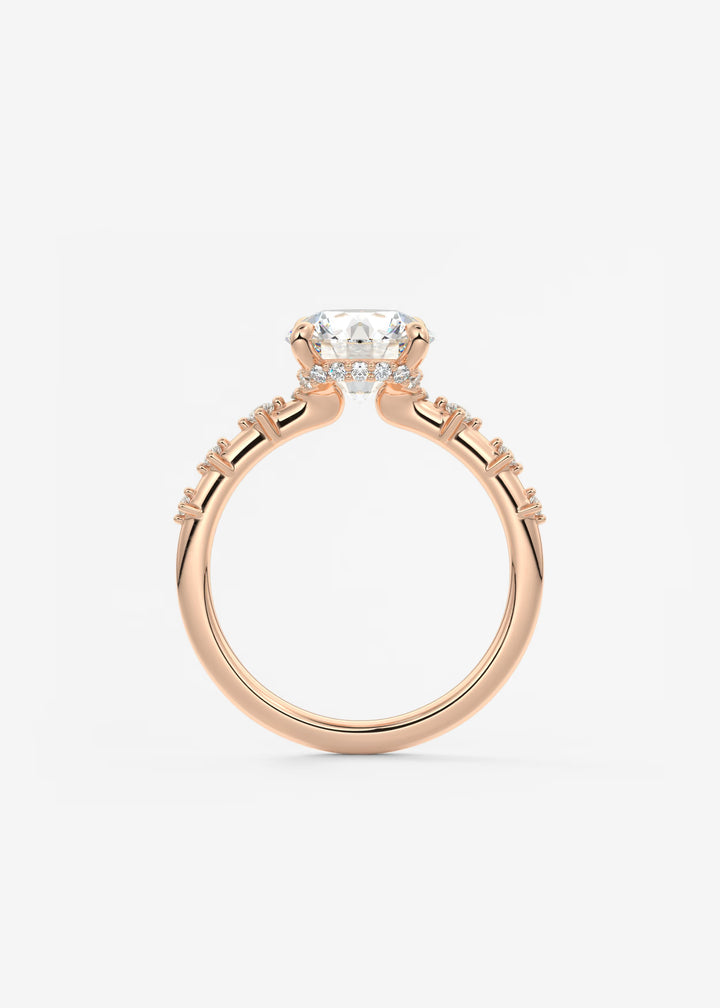 The Hidden Halo Celeste Round Engagement Ring with Delicate Diamond Accents and Hidden Halo#material_rose