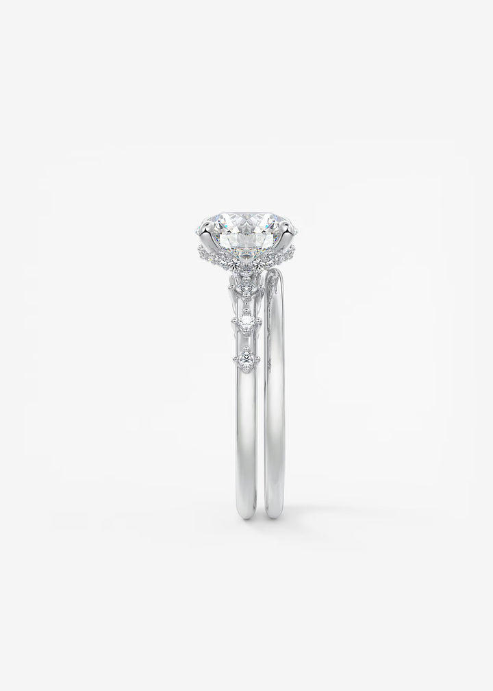 The Hidden Halo Celeste Round Engagement Ring with Delicate Diamond Accents and Hidden Halo#material_white
