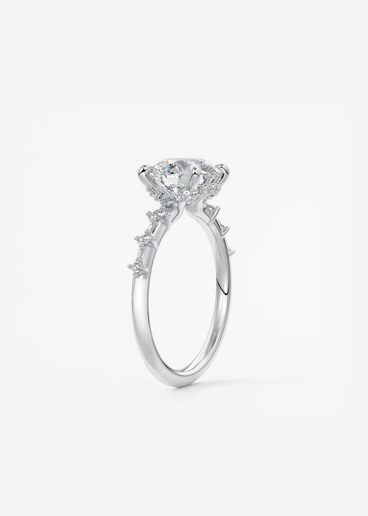 The Hidden Halo Celeste Round Engagement Ring with Delicate Diamond Accents and Hidden Halo#material_white