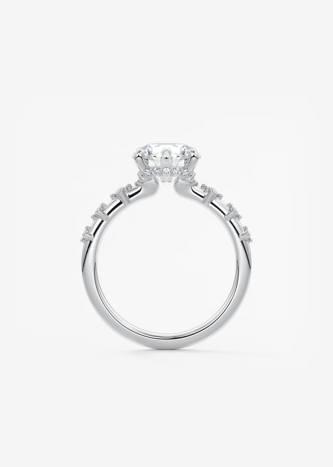 The Hidden Halo Celeste Round Engagement Ring with Delicate Diamond Accents and Hidden Halo#material_white