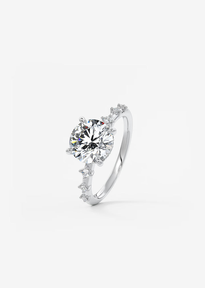 The Hidden Halo Celeste Round Engagement Ring with Delicate Diamond Accents and Hidden Halo#material_white