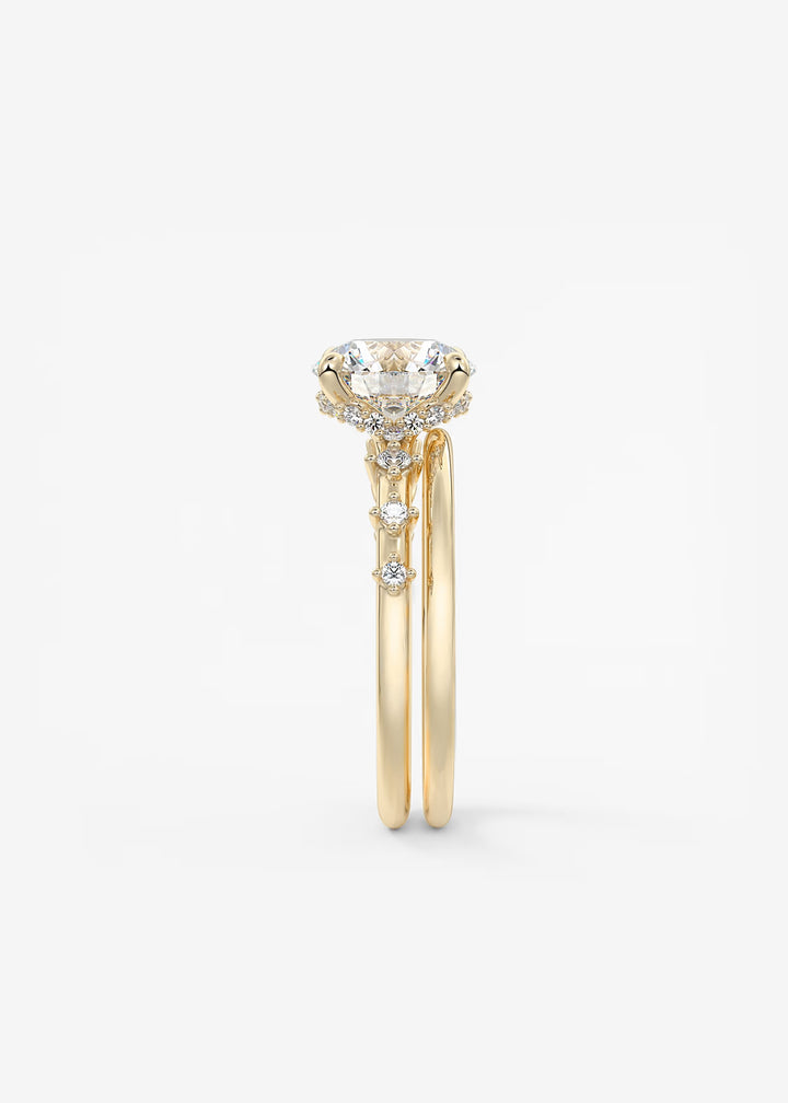 The Hidden Halo Celeste Round Engagement Ring with Delicate Diamond Accents and Hidden Halo#material_gold