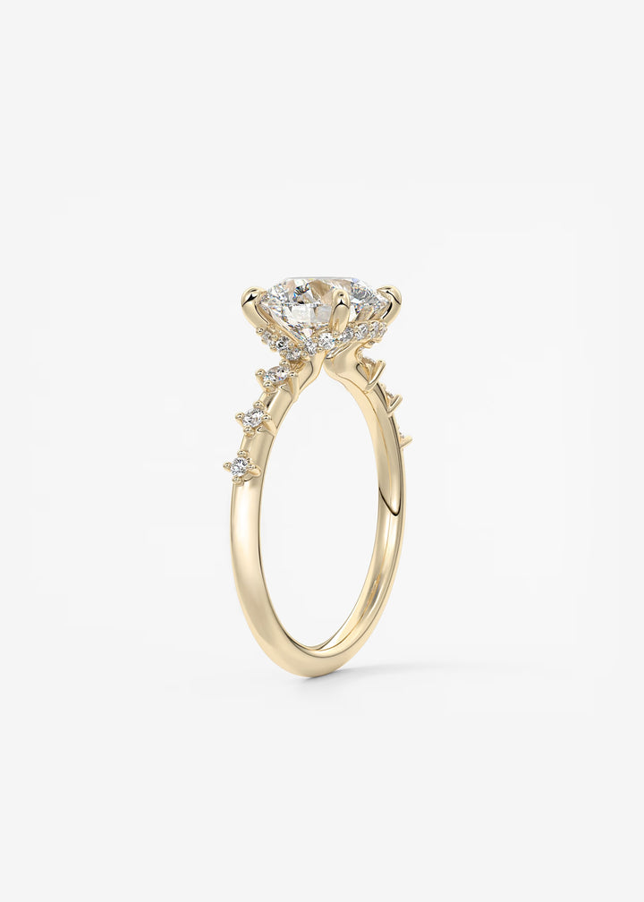 The Hidden Halo Celeste Round Engagement Ring with Delicate Diamond Accents and Hidden Halo#material_gold