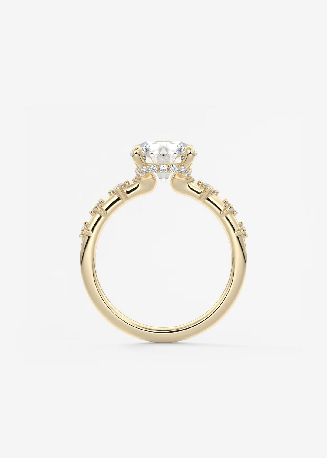 The Hidden Halo Celeste Round Engagement Ring with Delicate Diamond Accents and Hidden Halo#material_gold