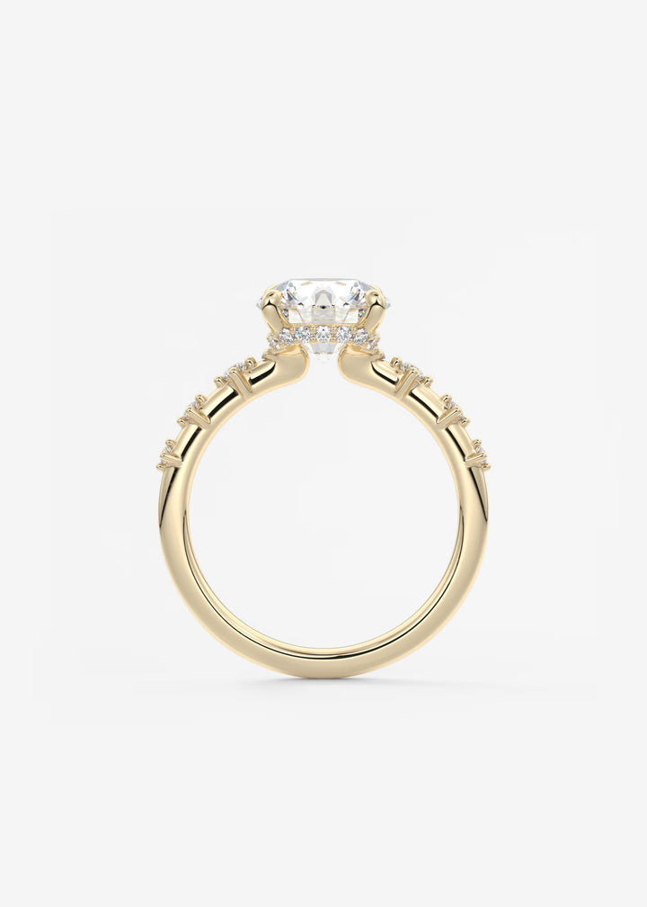 The Hidden Halo Celeste Round Engagement Ring with Delicate Diamond Accents and Hidden Halo#material_gold