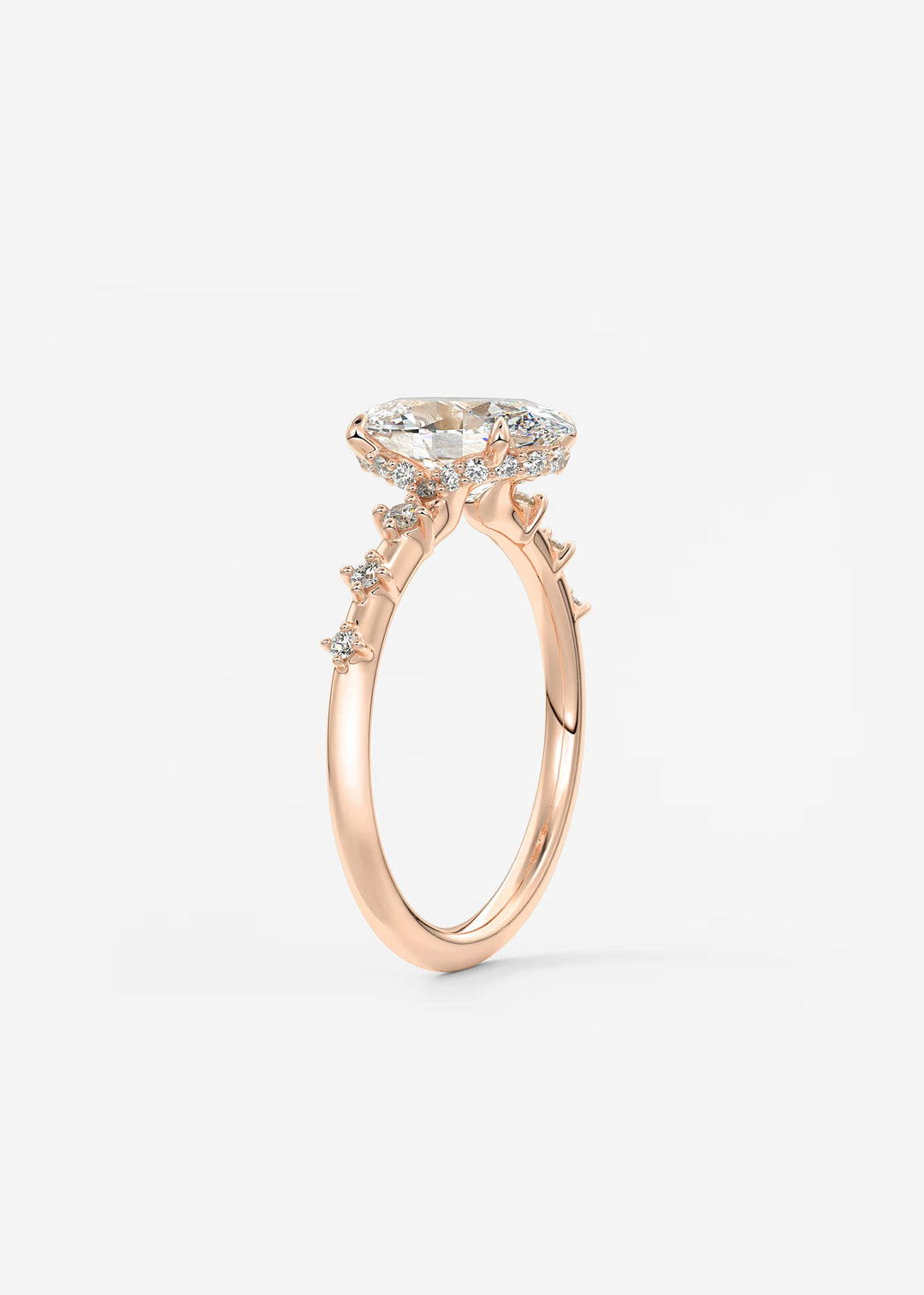 The Hidden Halo Celeste Oval Engagement Ring with Delicate Diamond Accents and Hidden Halo#material_rose