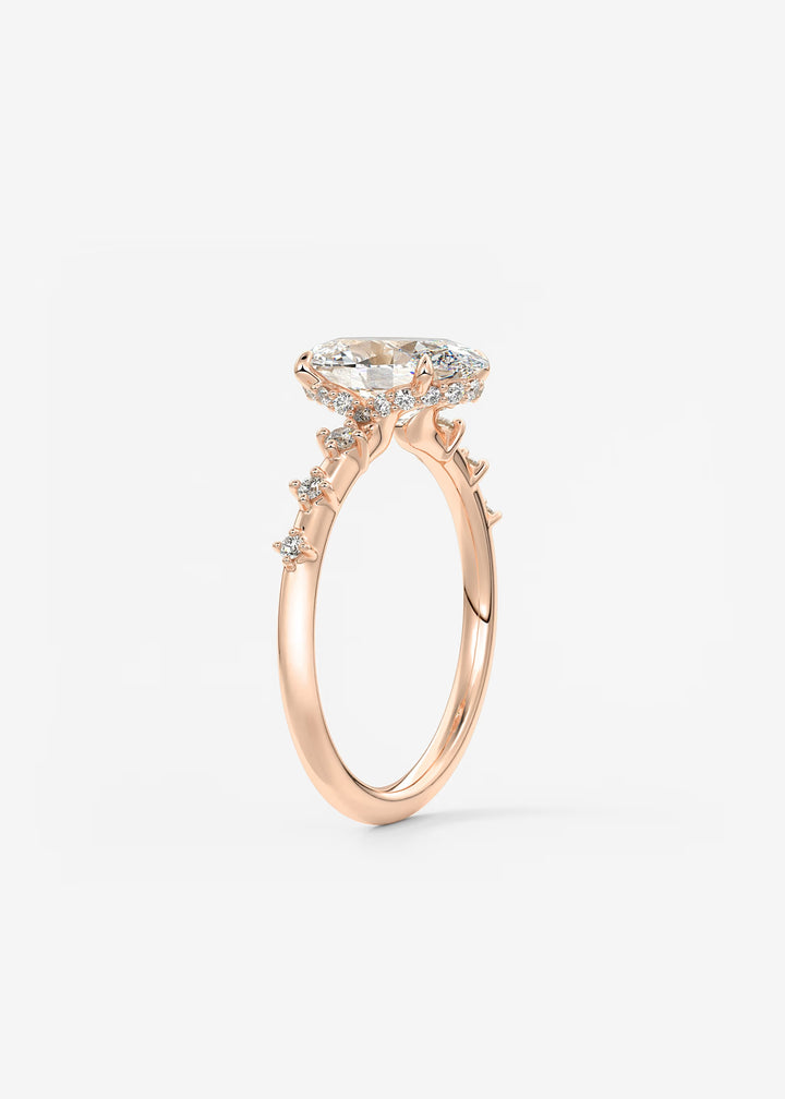 The Hidden Halo Celeste Oval Engagement Ring with Delicate Diamond Accents and Hidden Halo#material_rose