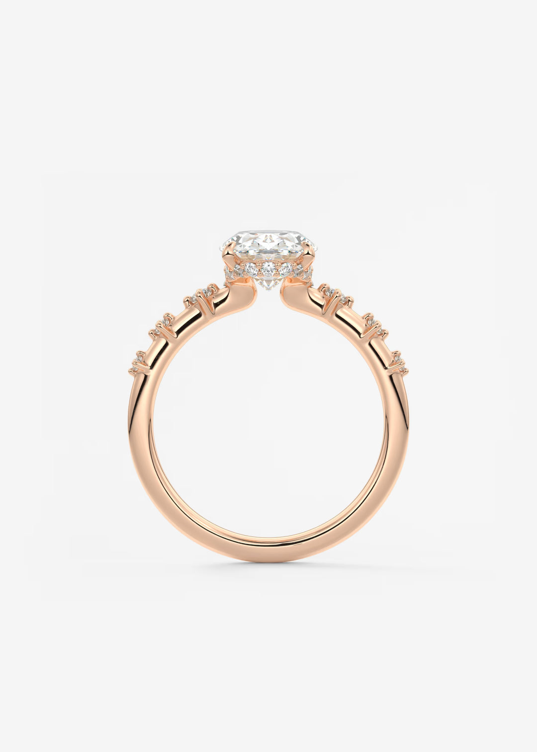 The Hidden Halo Celeste Oval Engagement Ring with Delicate Diamond Accents and Hidden Halo#material_rose