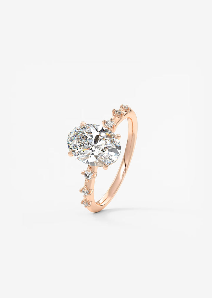 The Hidden Halo Celeste Oval Engagement Ring with Delicate Diamond Accents and Hidden Halo#material_rose