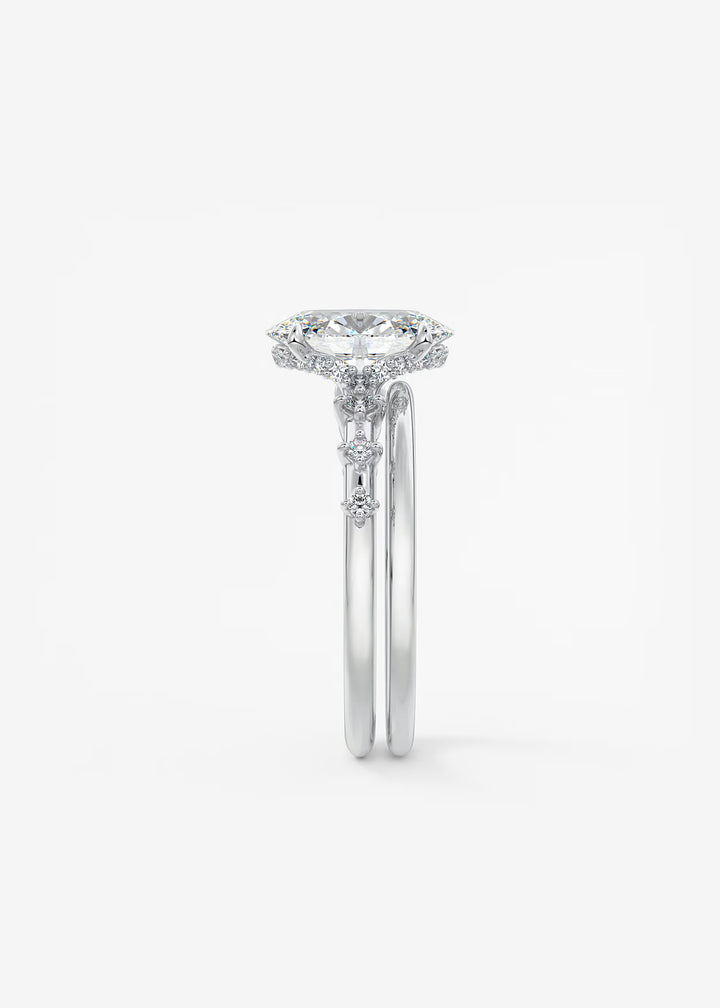 The Hidden Halo Celeste Oval Engagement Ring with Delicate Diamond Accents and Hidden Halo#material_white