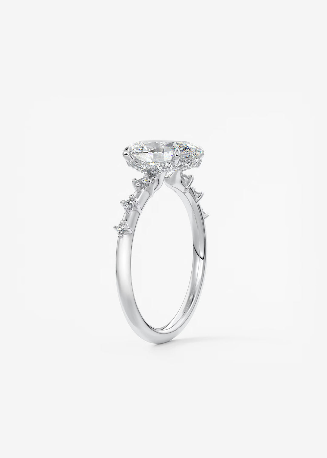 The Hidden Halo Celeste Oval Engagement Ring with Delicate Diamond Accents and Hidden Halo#material_white