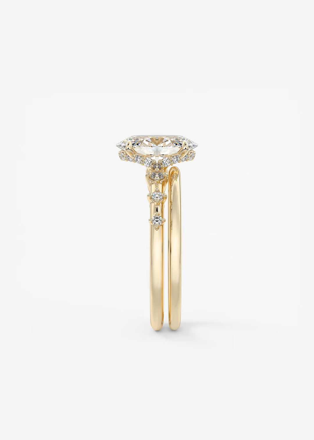 The Hidden Halo Celeste Oval Engagement Ring with Delicate Diamond Accents and Hidden Halo#material_gold
