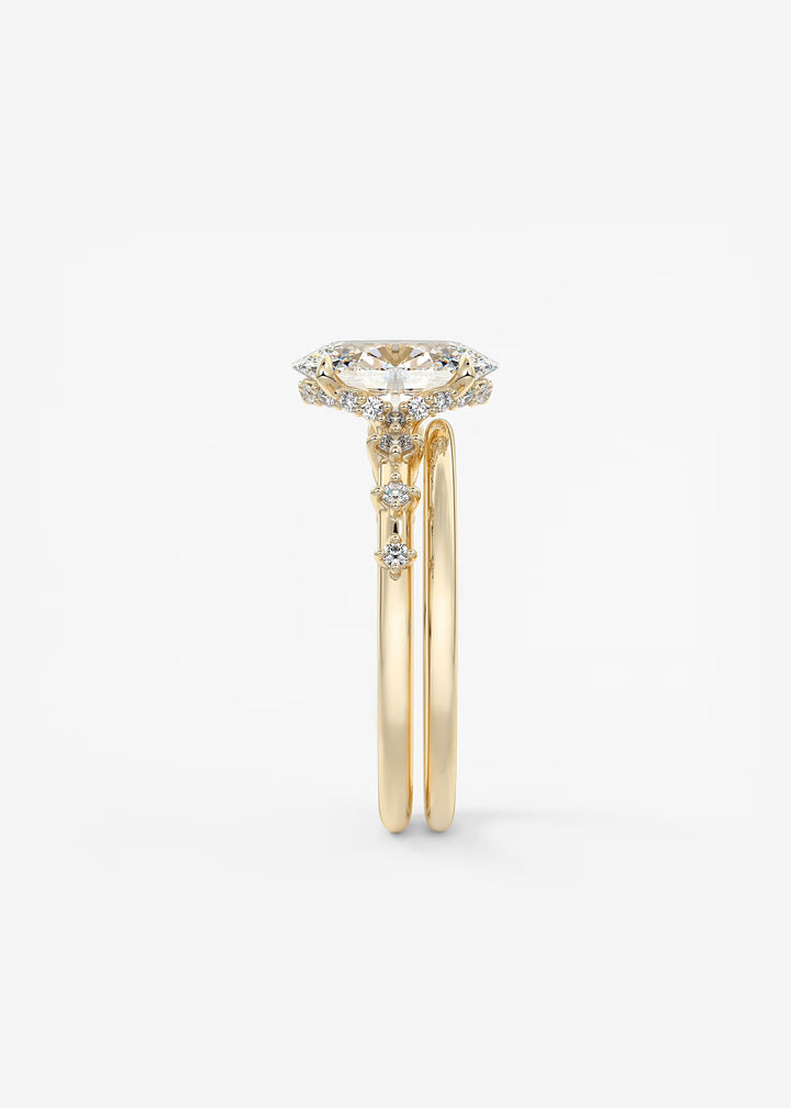 The Hidden Halo Celeste Oval Engagement Ring with Delicate Diamond Accents and Hidden Halo#material_gold