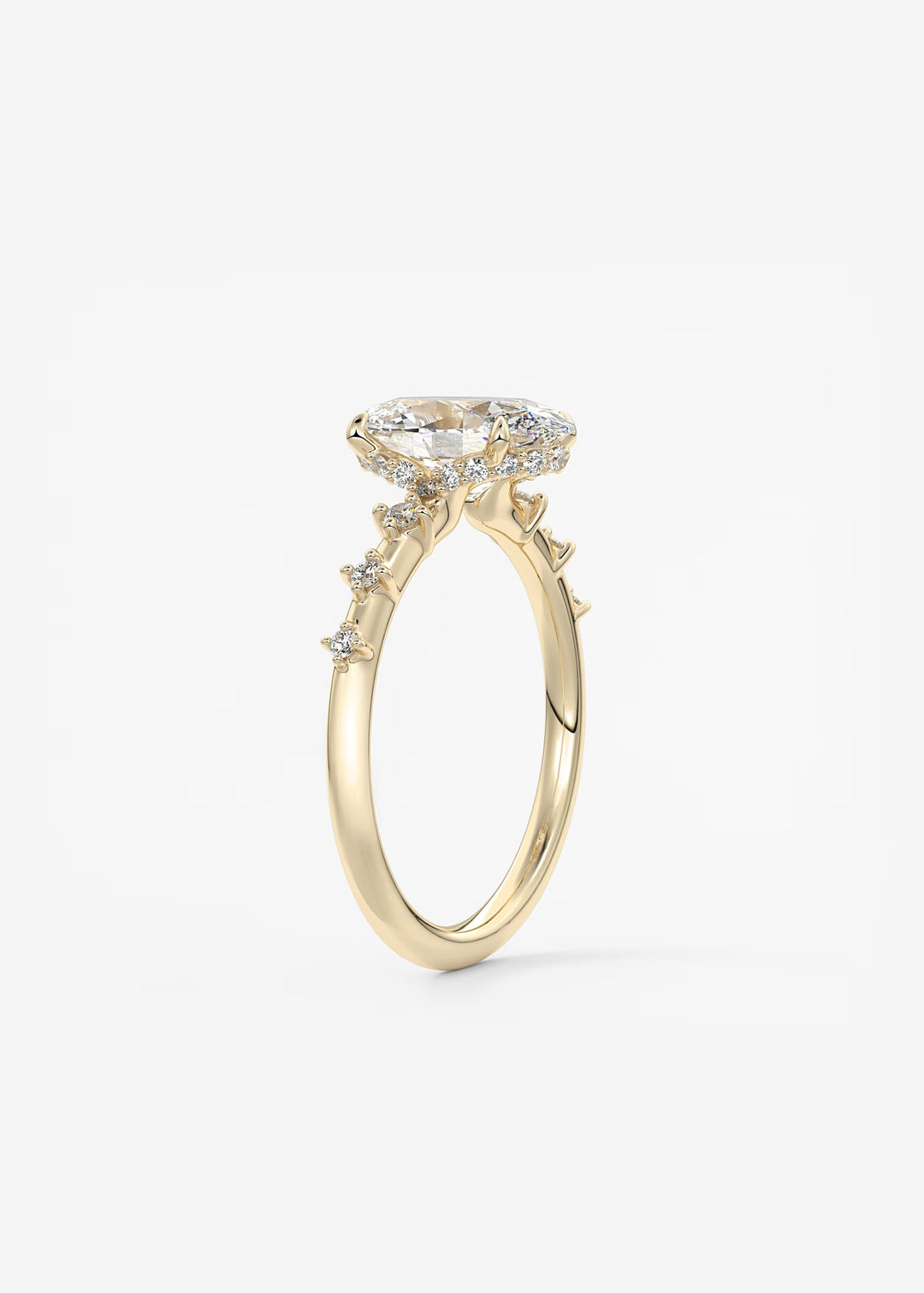 The Hidden Halo Celeste Oval Engagement Ring with Delicate Diamond Accents and Hidden Halo#material_gold