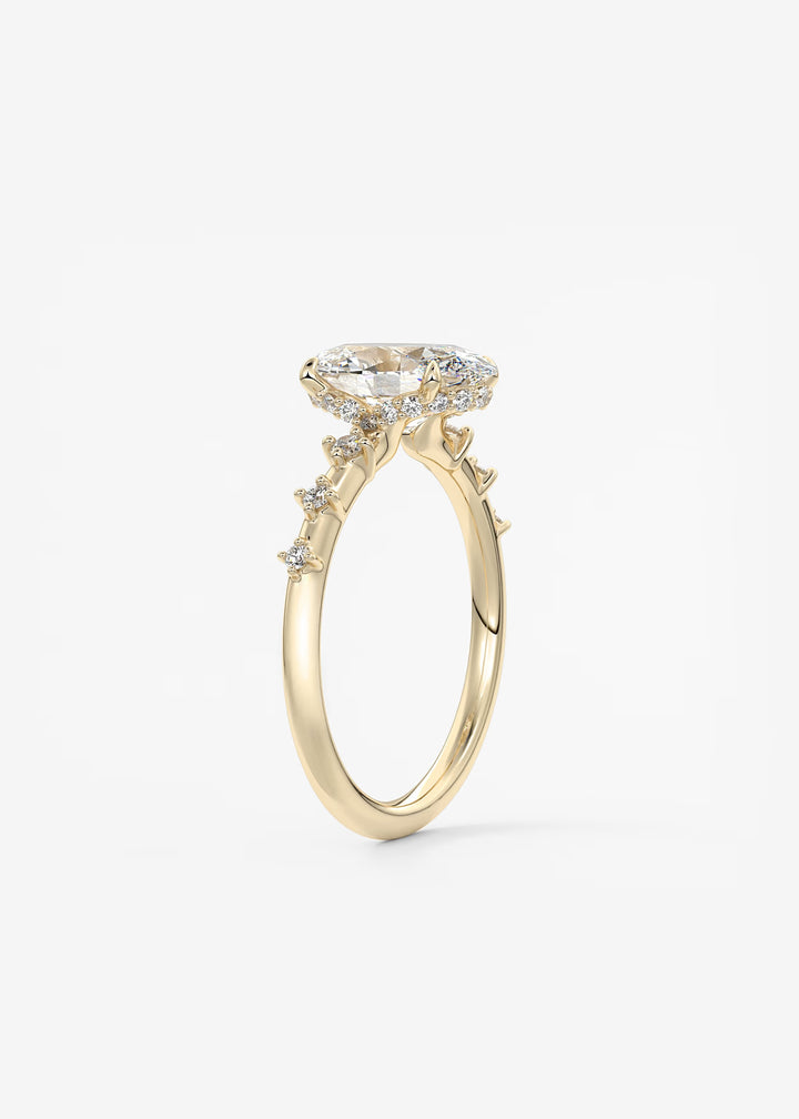 The Hidden Halo Celeste Oval Engagement Ring with Delicate Diamond Accents and Hidden Halo#material_gold