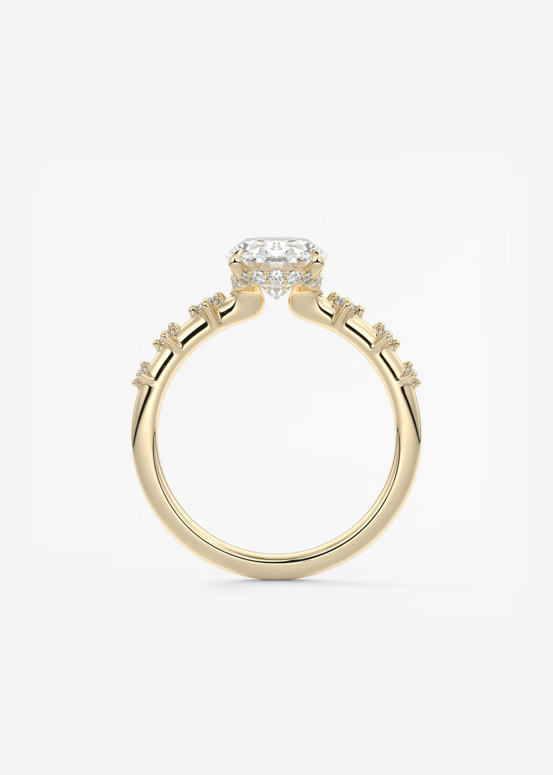 The Hidden Halo Celeste Oval Engagement Ring with Delicate Diamond Accents and Hidden Halo#material_gold