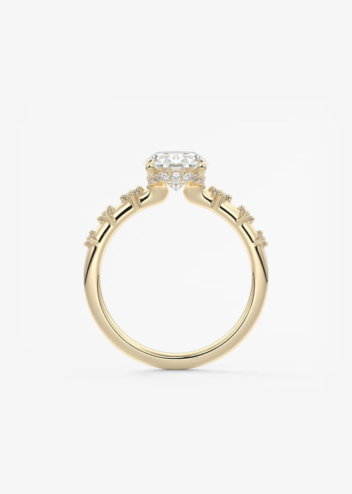 The Hidden Halo Celeste Oval Engagement Ring with Delicate Diamond Accents and Hidden Halo#material_gold