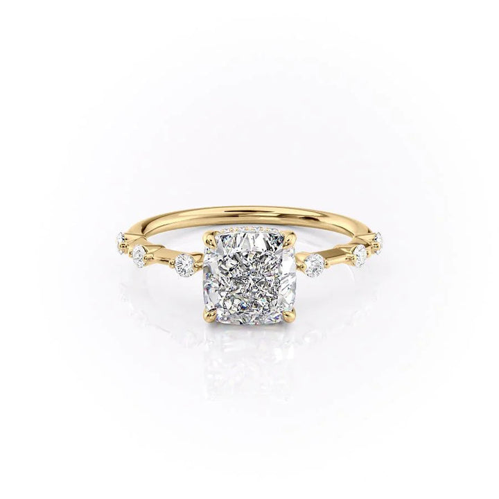 The Hidden Halo Morgan Set With Cushion Side Stone Lab Diamond 1 Carat 14K Gold#material_14k-gold