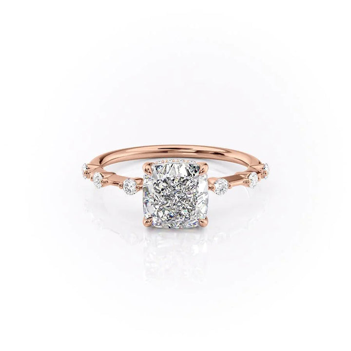 The Hidden Halo Morgan Set With Cushion Side Stone Lab Diamond 1 Carat 14K Rose#material_14k-rose