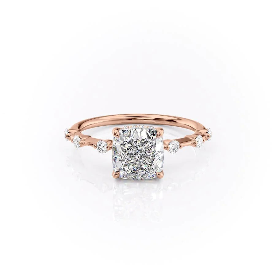 The Hidden Halo Morgan Set With Cushion Side Stone Moissanite#material_14k-rose