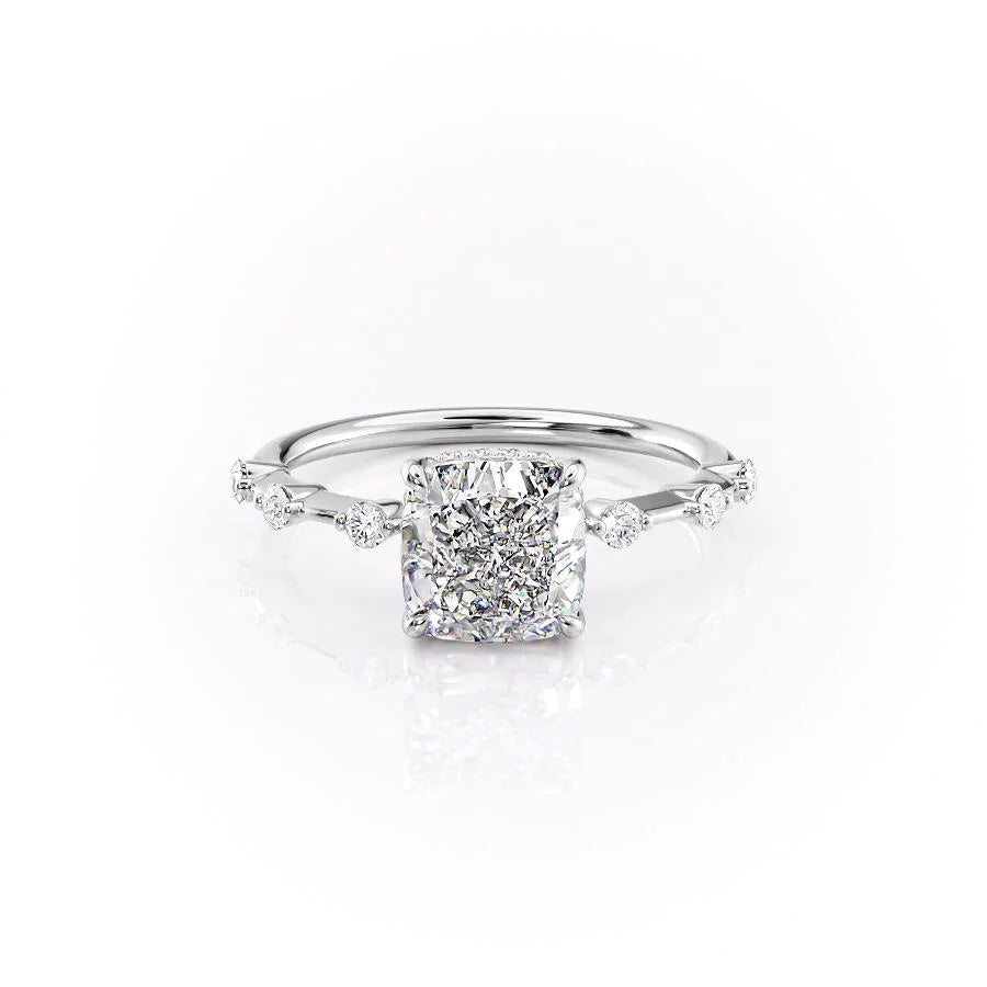 The Hidden Halo Morgan Set With Cushion Side Stone Lab Diamond 1 Carat 14K White#material_14k-white