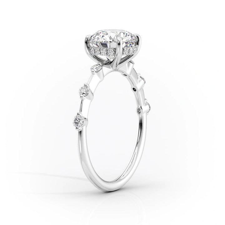 The Hidden Halo Morgan Set With Cushion Side Stone Lab Diamond 1.5 Carat 14K White#material_14k-white