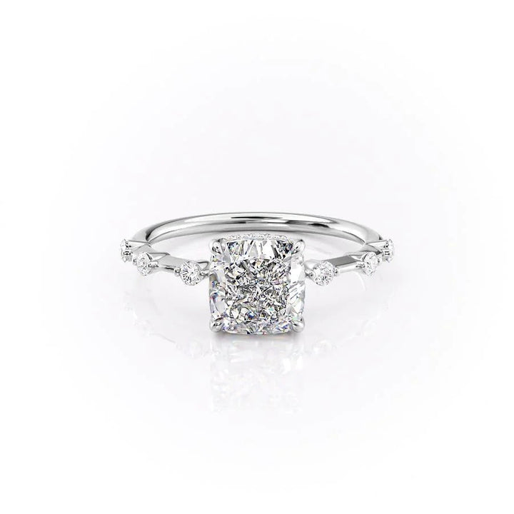 The Hidden Halo Morgan Set With Cushion Side Stone Lab Diamond 1 Carat 18K White#material_18k-white