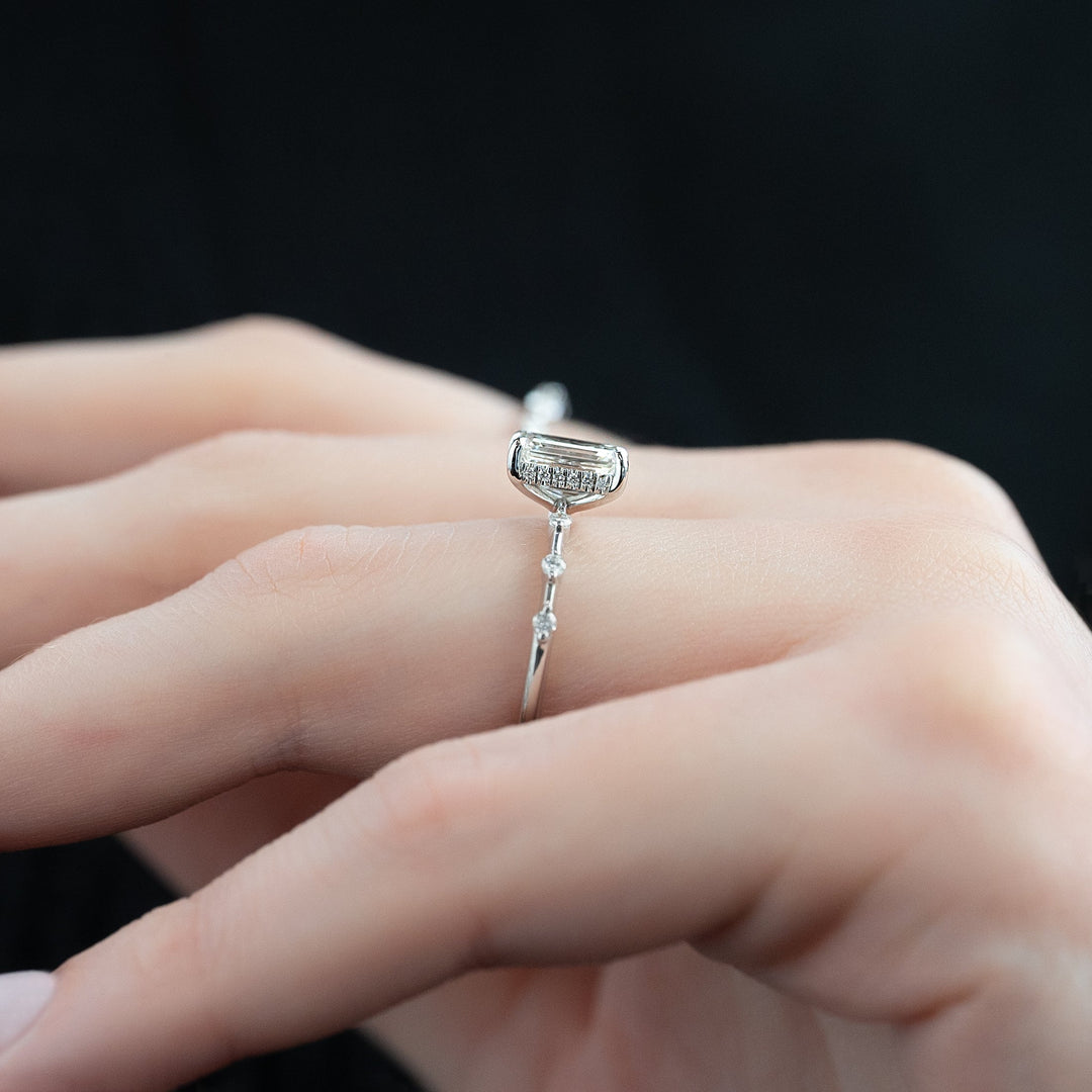 The Hidden Halo Morgan Emerald Lab Diamond Moissanite Engagement Ring