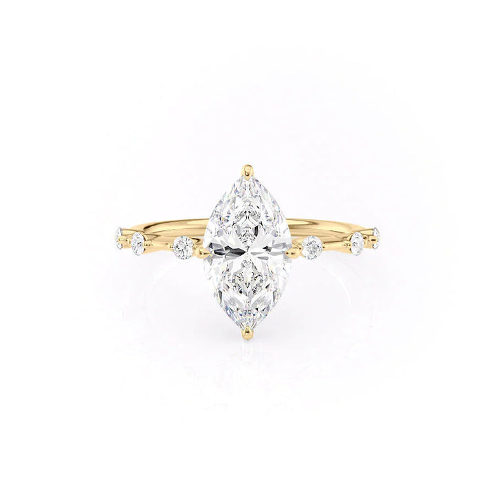 The Hidden Halo Morgan Set With Marquise Side Stone Lab Diamond 1 Carat 14K Gold#material_14k-gold