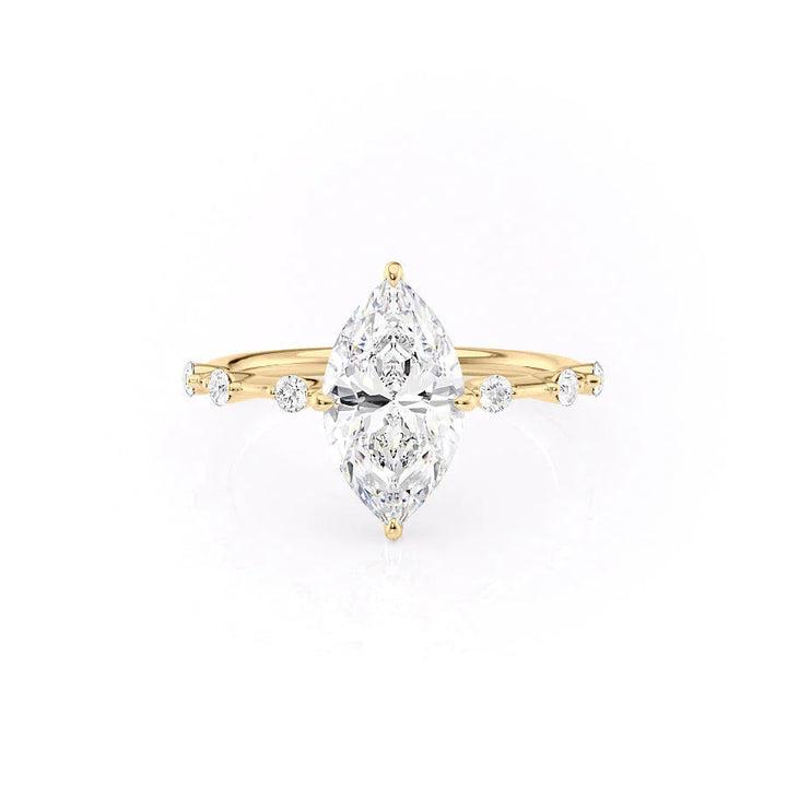 The Hidden Halo Morgan Set With Marquise Side Stone Moissanite#material_14k-gold