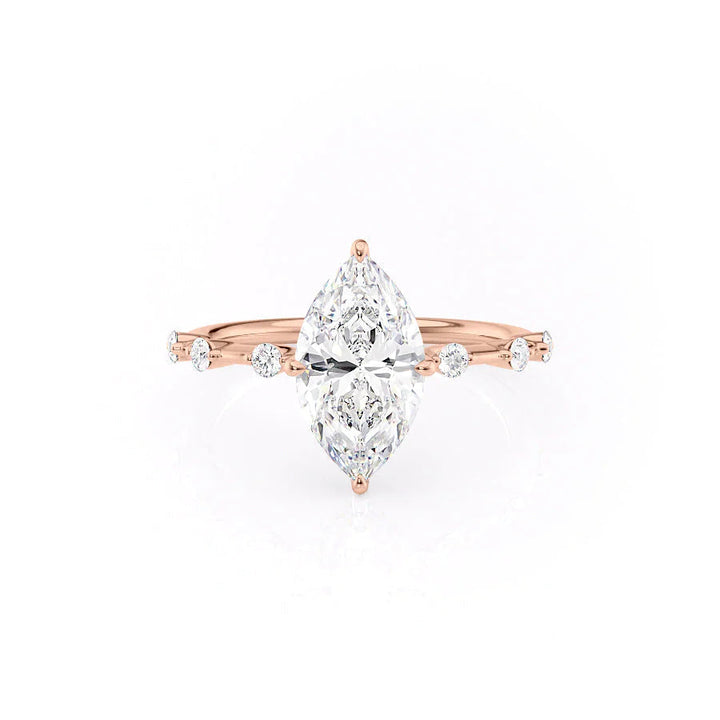 The Hidden Halo Morgan Set With Marquise Side Stone Lab Diamond 1 Carat 14K Rose#material_14k-rose