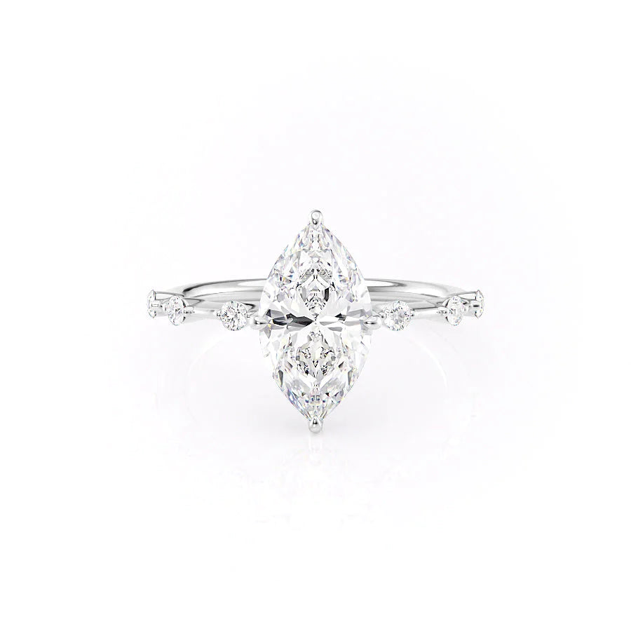 The Hidden Halo Morgan Set With Marquise Side Stone Lab Diamond 1 Carat 14K White#material_14k-white