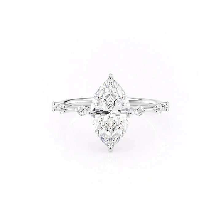 The Hidden Halo Morgan Set With Marquise Side Stone Lab Diamond 1 Carat 14K White#material_14k-white