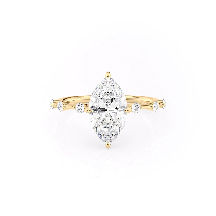 The Hidden Halo Morgan Set With Marquise Side Stone Lab Diamond 1 Carat 18K Gold#material_18k-gold