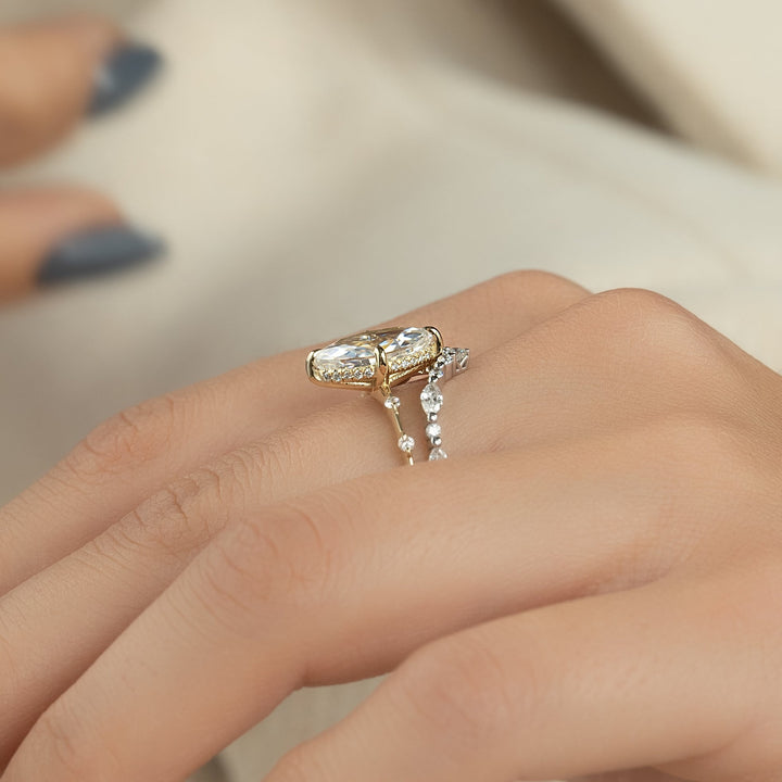 The Hidden Halo Morgan Marquise Lab Diamond Moissanite Engagement Ring *Shown with 2 ct #material_gold